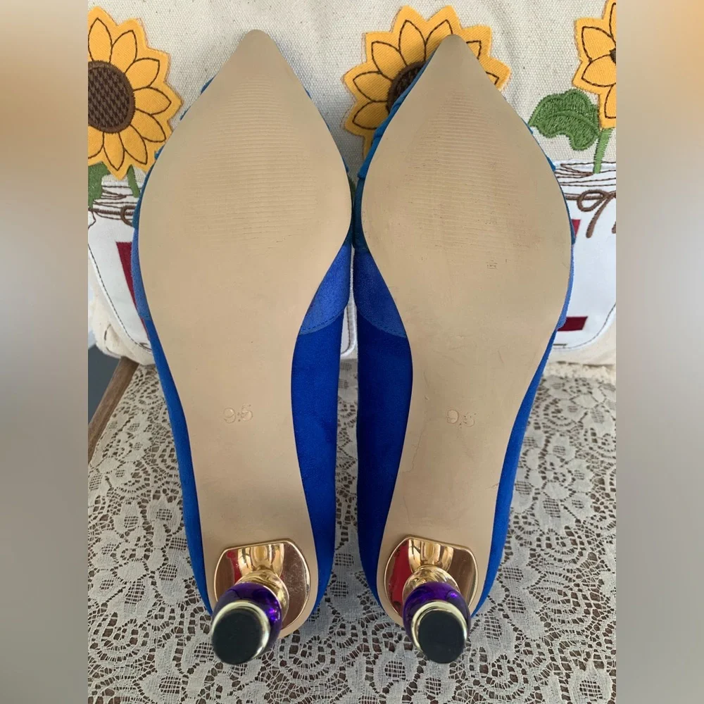 NWOB FOWT BLUE GRADIENT WAVE PATTERN POINTED TOE BLUE/TEAL/PURPLE PUMPS SIZE 9.5 - Picture 16 of 16